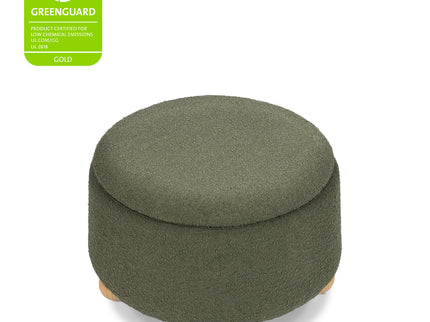 M30985POBHF,Namesake,Tuffet Storage Ottoman in Performance Olive Boucle w/Honey Ball Feet