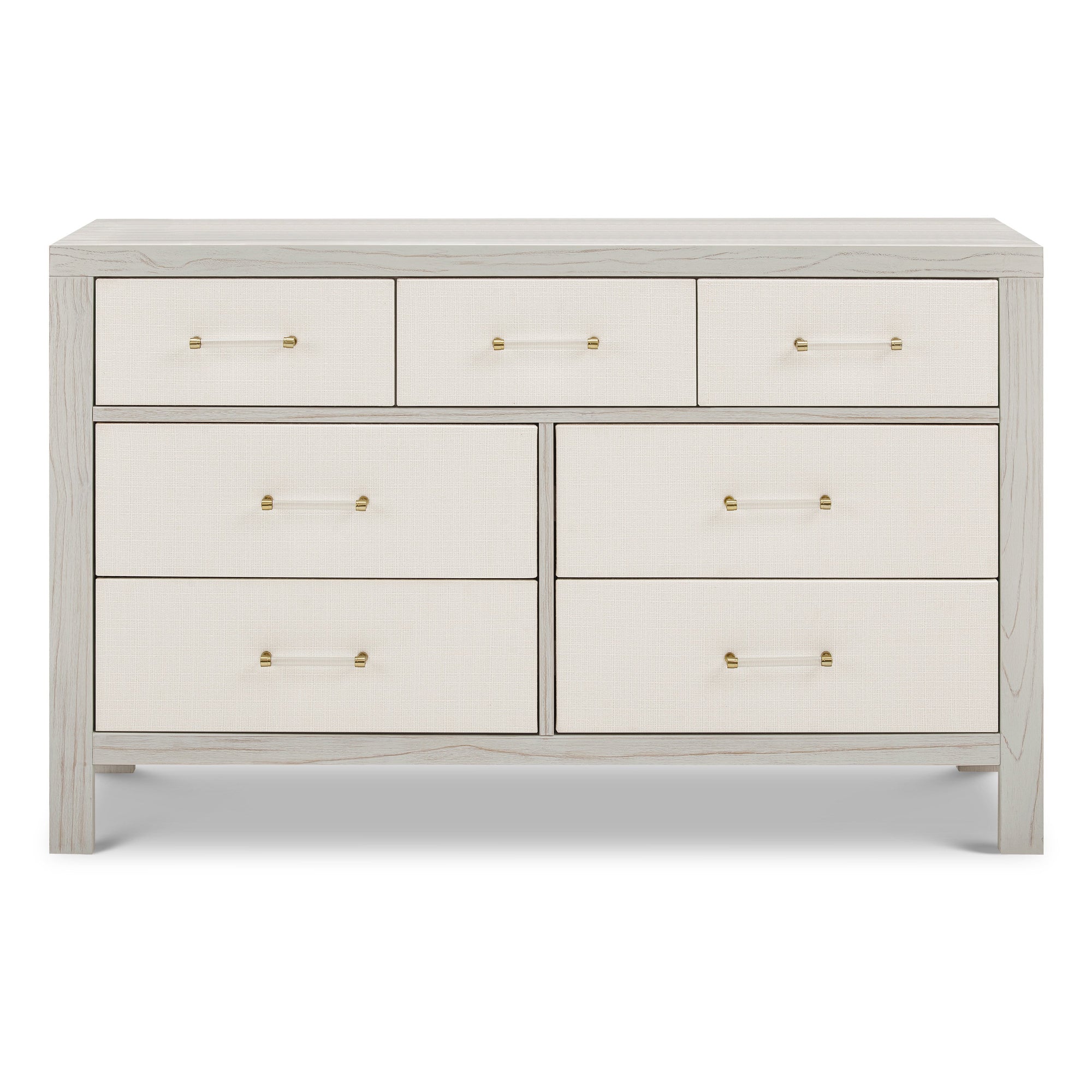 M24816WDFPEW,Namesake,Eloise 7-Drawer Assembled Dresser in White Driftwood and Performance Pearl Eco-Weave