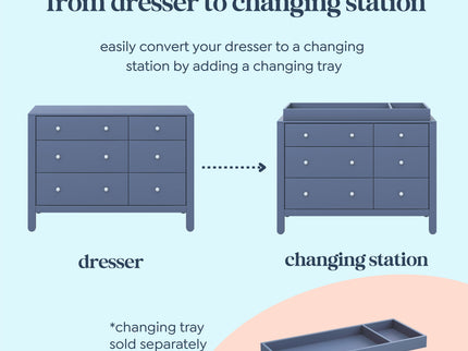 F30326CVBPB,Carter's,Marisol 6-Drawer Dresser in Cove Blue/Powder Blue