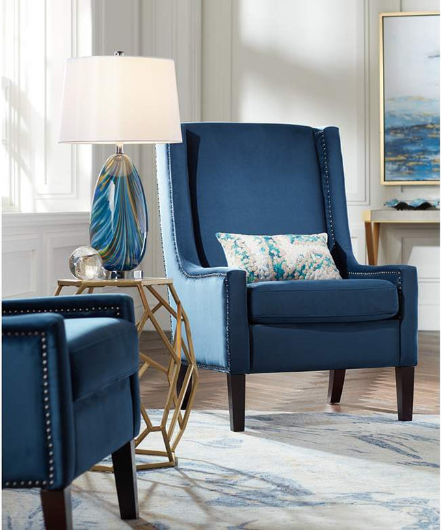 Possini Euro Pablo 27" Modern Blue Art Glass Table Lamp