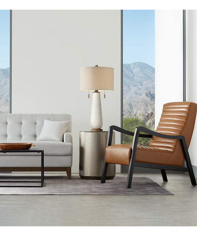 Possini Euro Kingston 32 3/4" High Pull Chain White Ceramic Table Lamp