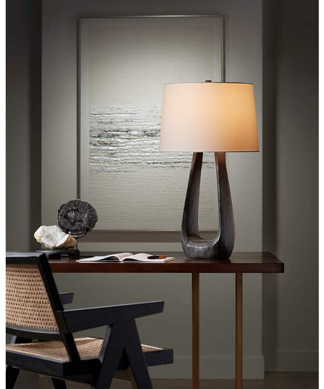 Possini Euro Woodwork 30" Black Finish Open Base Modern Table Lamp