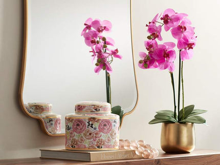 Brenna Multi-Color Floral 8" Wide Round Jar with Lid