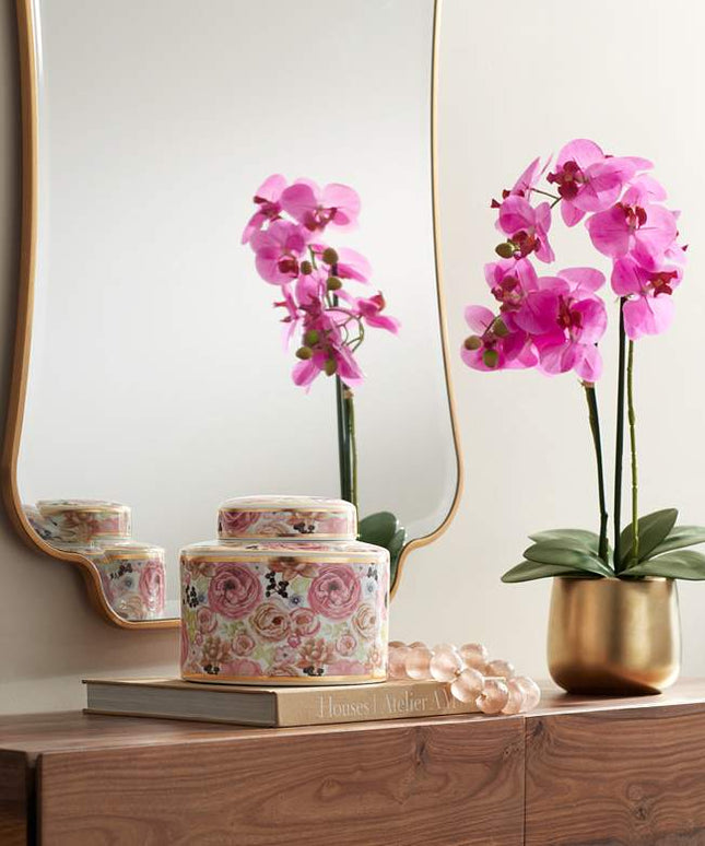 Brenna Multi-Color Floral 8" Wide Round Jar with Lid