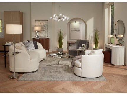 Caper 60 1/2" Nickel Tray Table USB and Outlet Floor Lamp