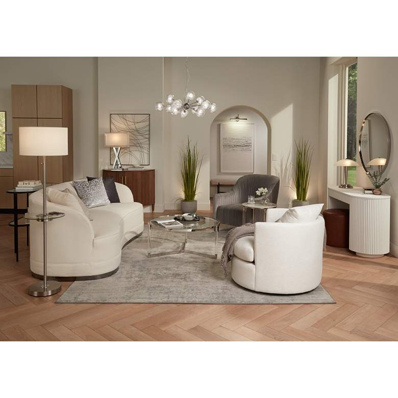 Caper 60 1/2" Nickel Tray Table USB and Outlet Floor Lamp