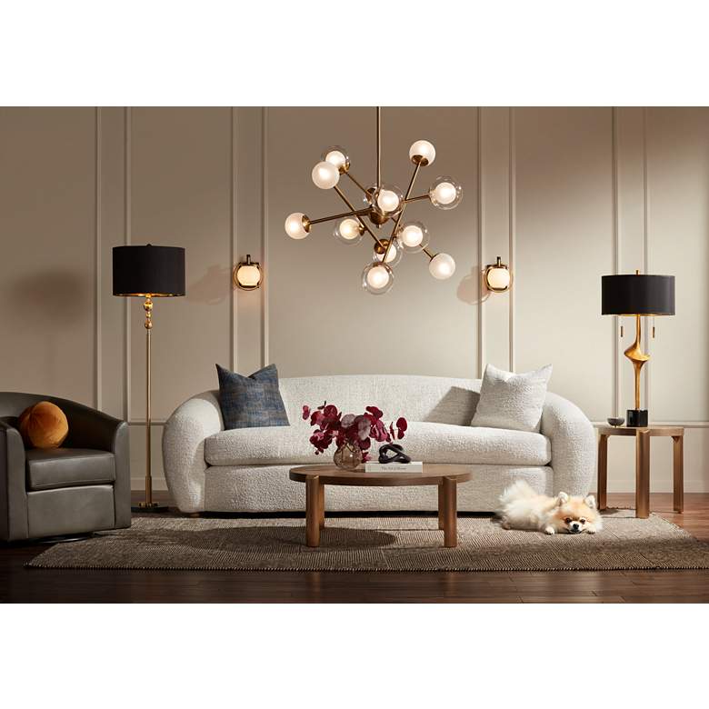 Possini Euro Athena 35 1/2" Black Shade Gold Leaf Modern Table Lamp