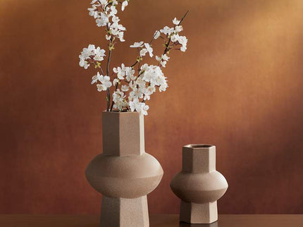 Dahlia Studios Emery 7 3/4" High Brown Modern Ceramic Hexagonal Vase