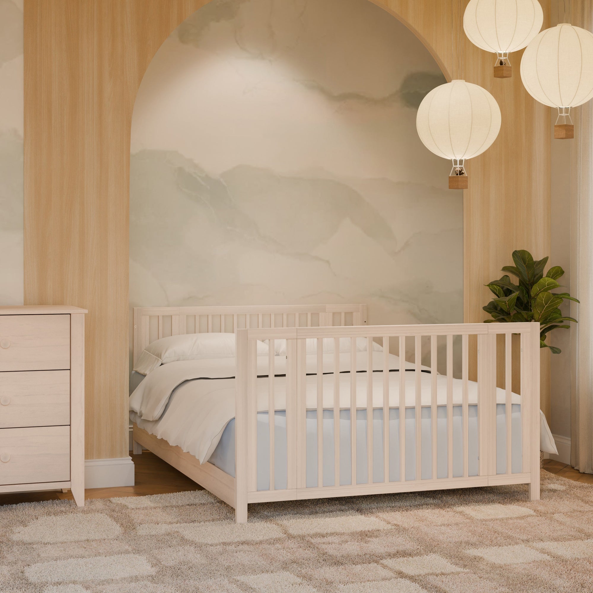 M30880NX,Babyletto,Rolli 9-in-1 Convertible All-Stages« Crib w/ Bassinet & Toddler Bed Kits in Washed Natural