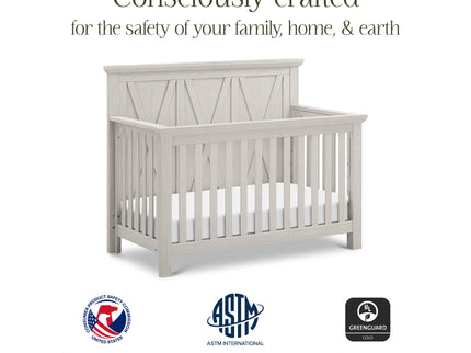 B14501WDF,Monogram by Namesake,Emory Farmhouse 4-in-1 Convertible Crib in White Driftwood