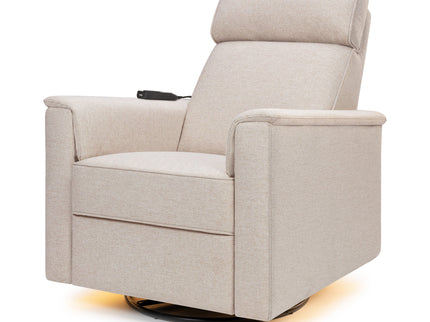 M17183PBEW,Namesake,Willa Deluxe Power Glider Recliner w/Heat&Massage in Performance Beach Eco-Weave