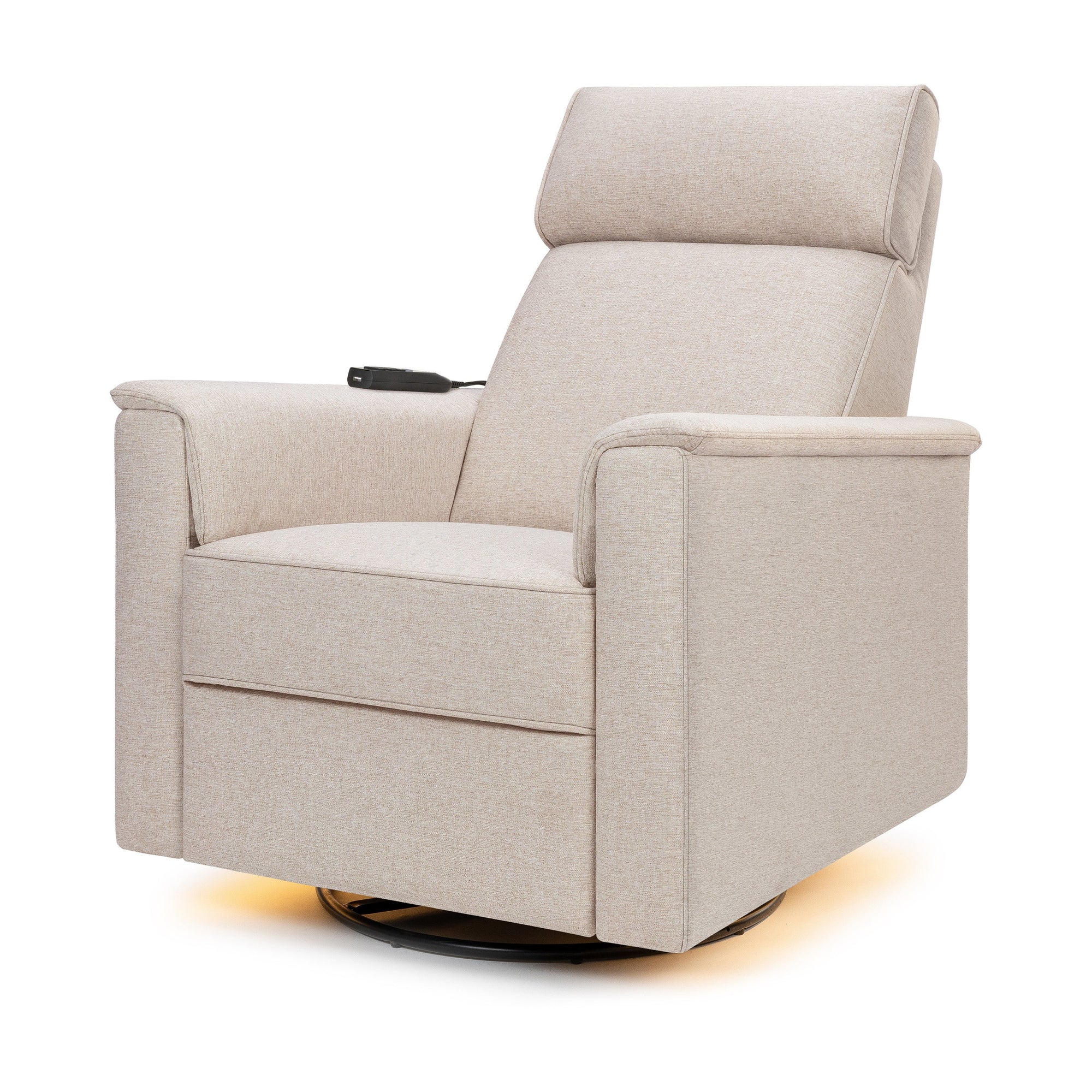 M17183PBEW,Namesake,Willa Deluxe Power Glider Recliner w/Heat&Massage in Performance Beach Eco-Weave