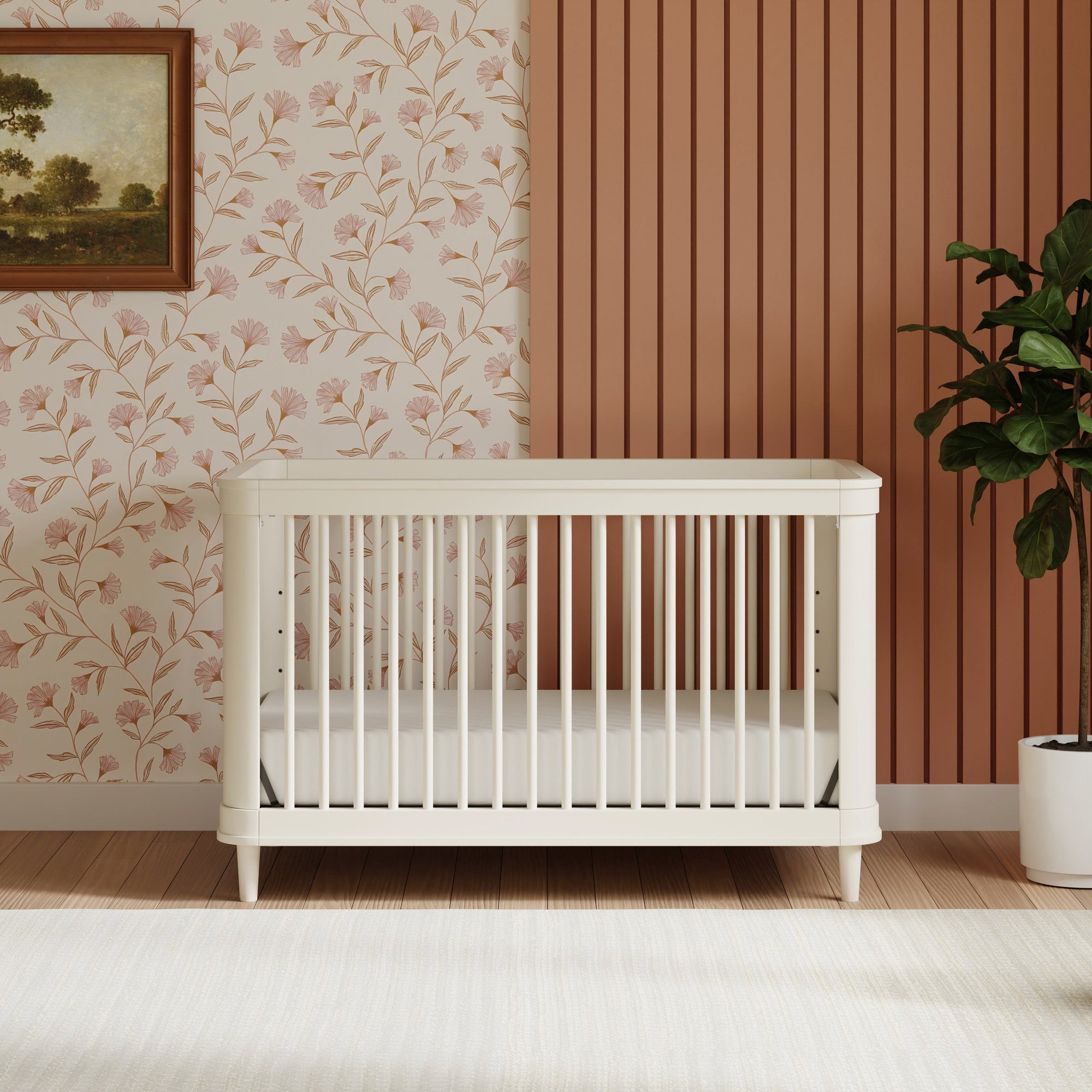 M23701RWHC,Namesake,Marin with Cane 3-in-1 Convertible Crib in Warm White and Honey Cane