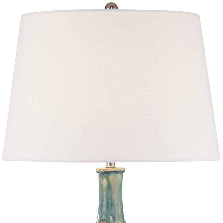360 Lighting 26" Mid-Century Teal Ceramic Gourd Table Lamps Set of 2