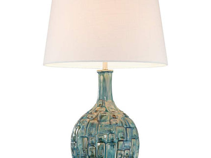 360 Lighting 26" Mid-Century Teal Ceramic Gourd Table Lamps Set of 2