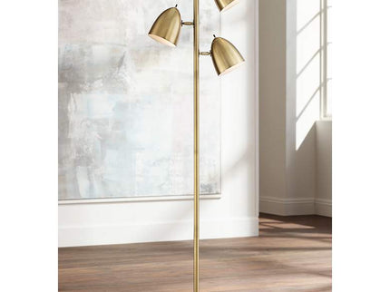 360 Lighting Aaron 64" Aged Brass Adjustable 3-Light Modern Floor Lamp