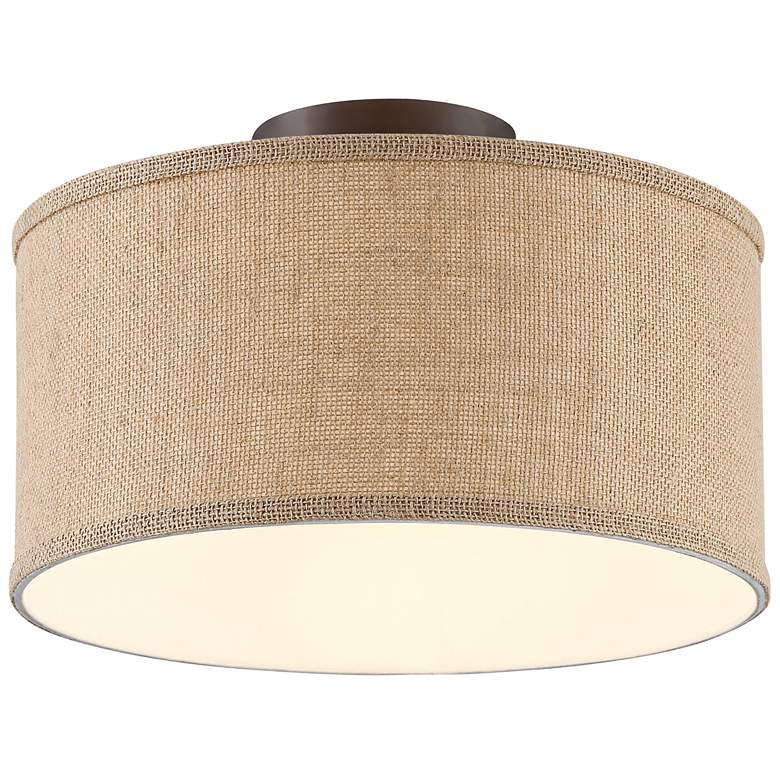 360 Lighting Adams Burlap Drum Shade Ceiling Lights Set of 2