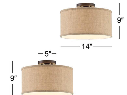 360 Lighting Adams Burlap Drum Shade Ceiling Lights Set of 2
