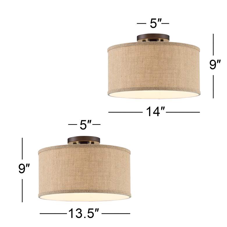360 Lighting Adams Burlap Drum Shade Ceiling Lights Set of 2