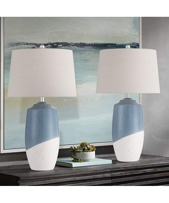 360 Lighting Aegean 28" High Coastal Blue Ceramic Table Lamp Set of 2