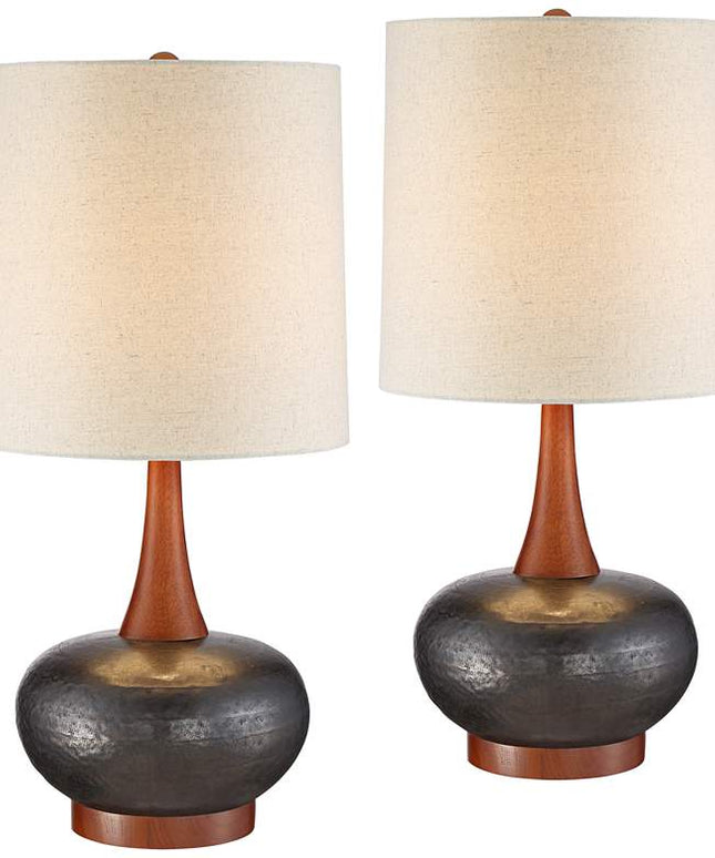 360 Lighting Andi 24 1/2" Brown Gourd Modern Ceramic Lamps Set of 2