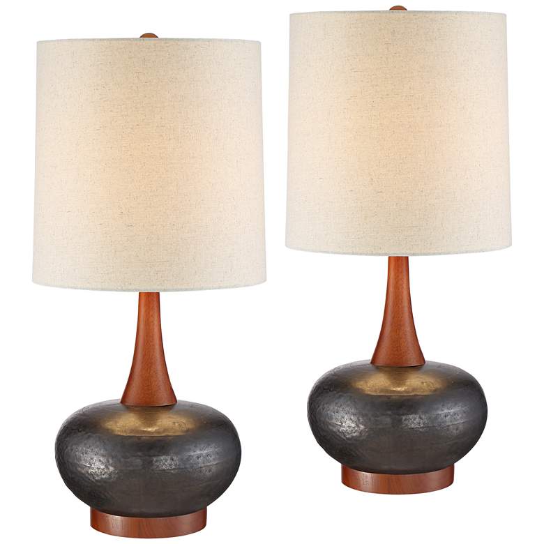 360 Lighting Andi 24 1/2" Brown Gourd Modern Ceramic Lamps Set of 2