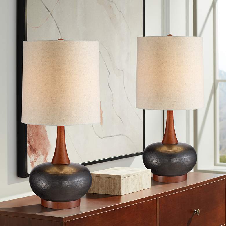 360 Lighting Andi 24 1/2" Brown Gourd Modern Ceramic Lamps Set of 2