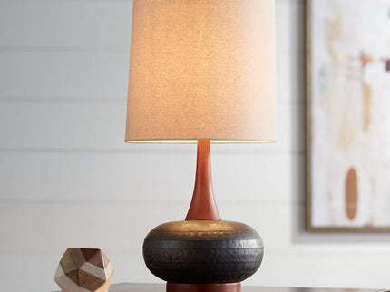 360 Lighting Andi 24 1/2" Wood and Ceramic Mid-Century Modern Lamp