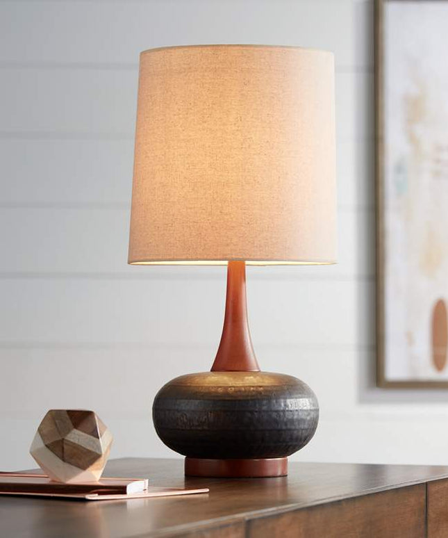 360 Lighting Andi 24 1/2" Wood and Ceramic Mid-Century Modern Lamp