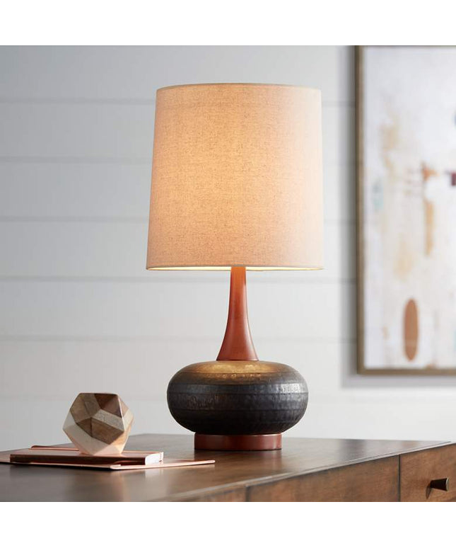 360 Lighting Andi 24 1/2" Wood and Ceramic Mid-Century Modern Lamp