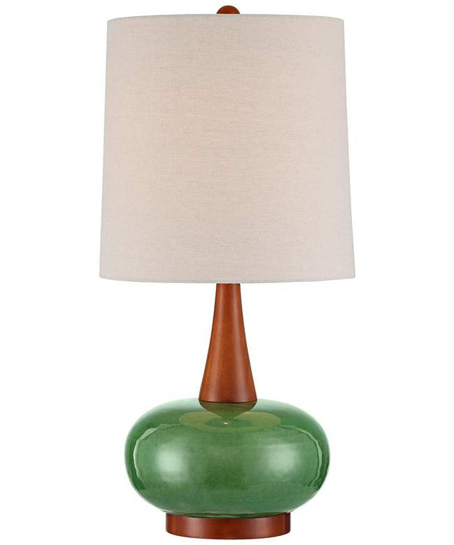 360 Lighting Andi 25" Modern Wood and Green Ceramic Table Lamp