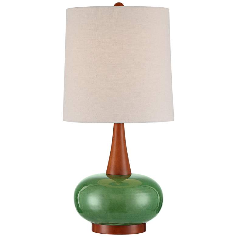 360 Lighting Andi 25" Modern Wood and Green Ceramic Table Lamp