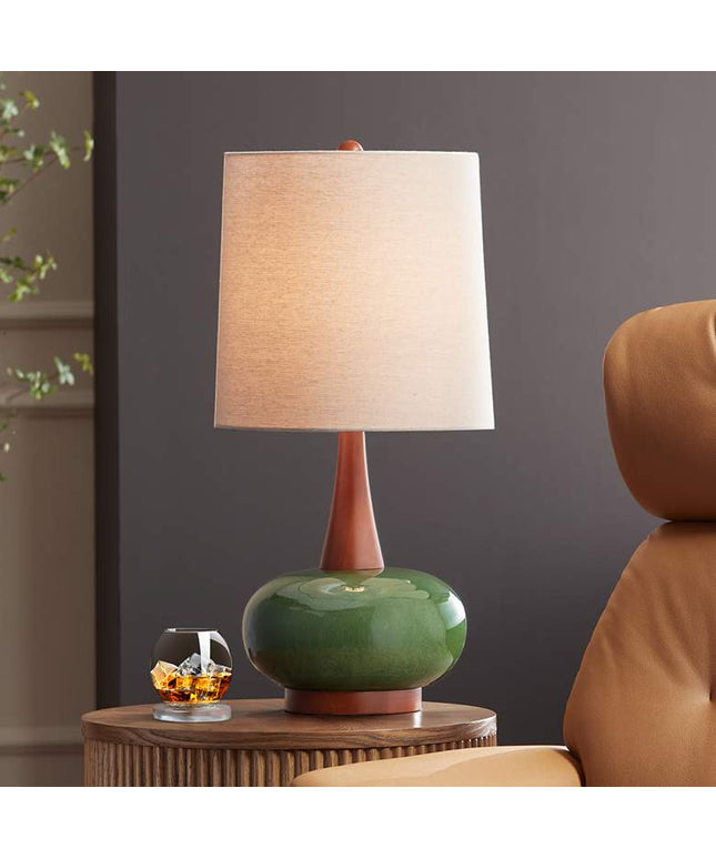 360 Lighting Andi 25" Modern Wood and Green Ceramic Table Lamp
