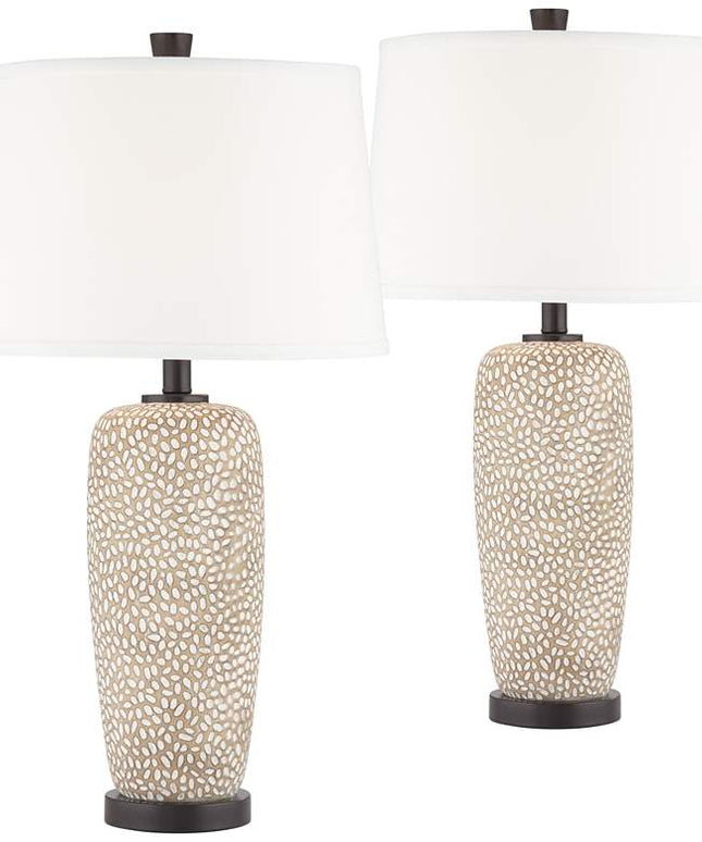 360 Lighting Anna 27 1/4" Pebbled Coastal Modern Table Lamps Set of 2