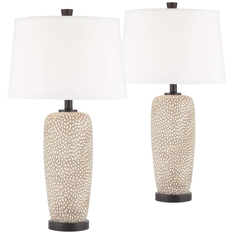 360 Lighting Anna 27 1/4" Pebbled Coastal Modern Table Lamps Set of 2