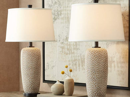 360 Lighting Anna 27 1/4" Pebbled Coastal Modern Table Lamps Set of 2