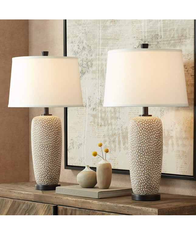 360 Lighting Anna 27 1/4" Pebbled Coastal Modern Table Lamps Set of 2