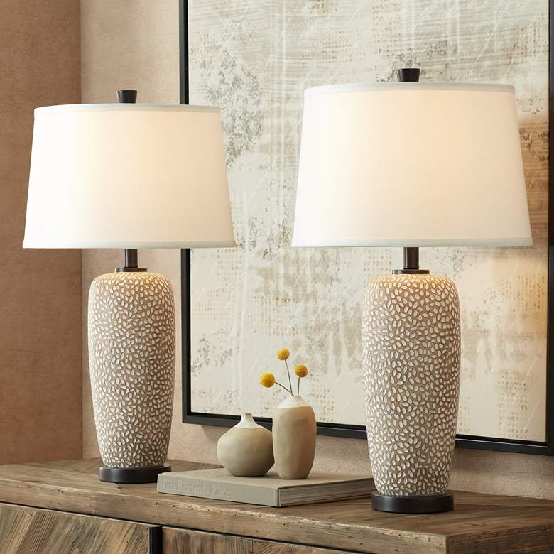 360 Lighting Anna 27 1/4" Pebbled Coastal Modern Table Lamps Set of 2