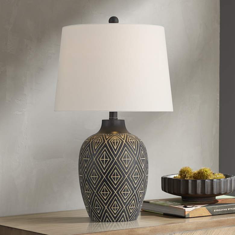 360 Lighting Benito 23 1/2" High Diamond Pattern Jar Table Lamp