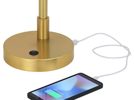 360 Lighting Brynn 25 1/2" High Cone Shade and Brass Dual USB Lamp