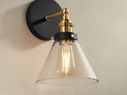 360 Lighting Burke 10 3/4" Black and Brass Glass LED Wall Sconce