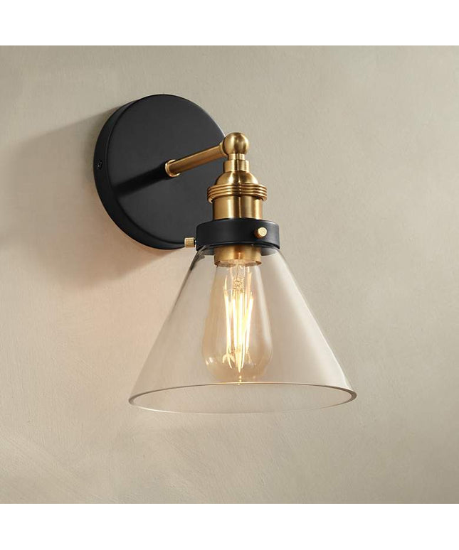 360 Lighting Burke 10 3/4" Black and Brass Glass LED Wall Sconce