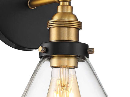 360 Lighting Burke 10 3/4" Black and Brass Glass LED Wall Sconce
