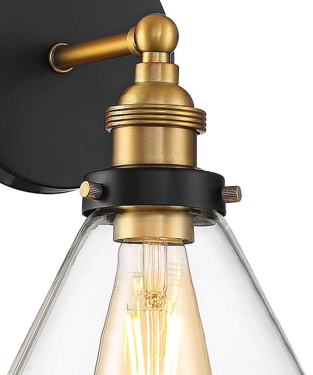 360 Lighting Burke 10 3/4" Black and Brass Glass LED Wall Sconce