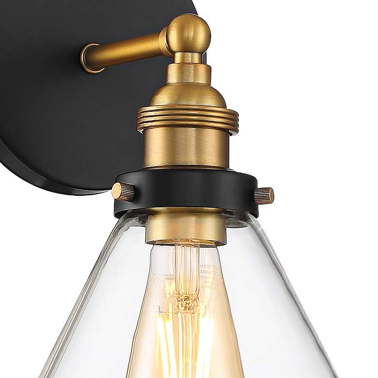360 Lighting Burke 10 3/4" Black and Brass Glass LED Wall Sconce