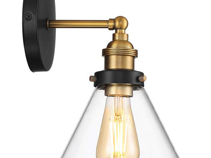 360 Lighting Burke 10 3/4" Black and Brass Glass LED Wall Sconce