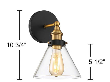 360 Lighting Burke 10 3/4" Black and Brass Glass LED Wall Sconce