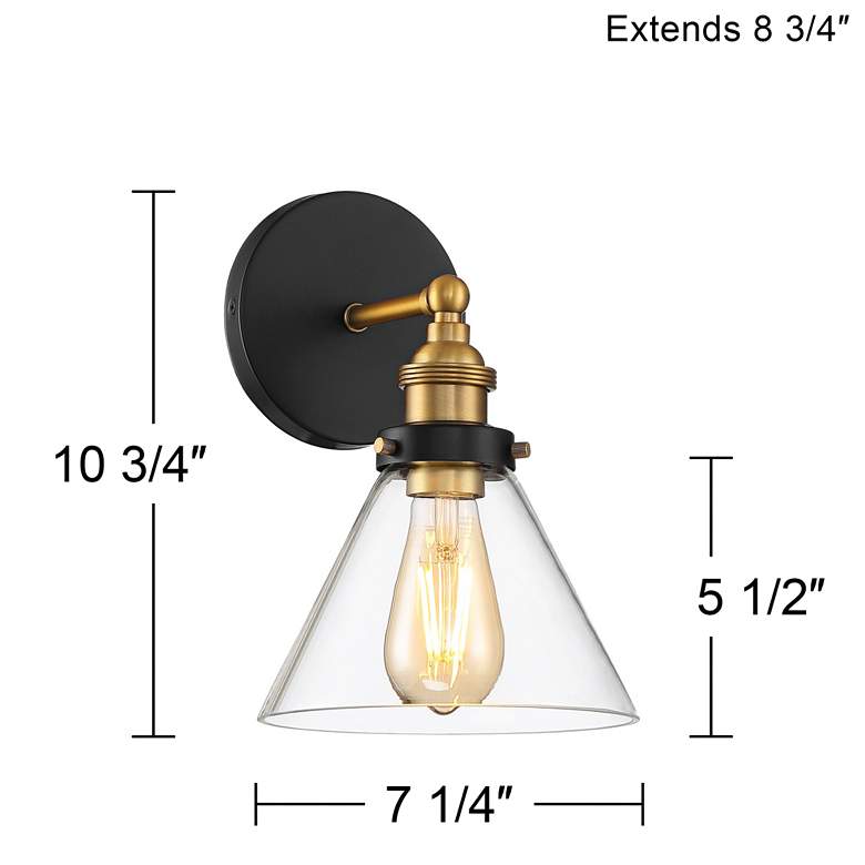 360 Lighting Burke 10 3/4" Black and Brass Glass LED Wall Sconce
