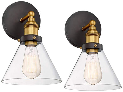 360 Lighting Burke 10 3/4" Bronze Warm Brass LED Wall Sconces Set of 2