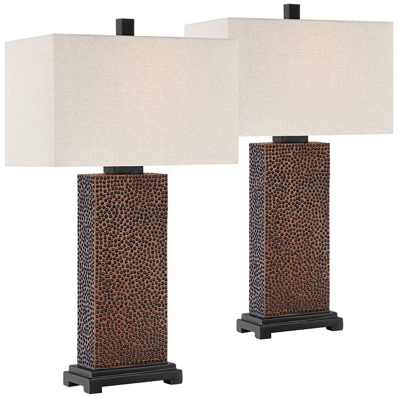 360 Lighting Caldwell 24 3/4" Hammered Bronze Table Lamps Set of 2